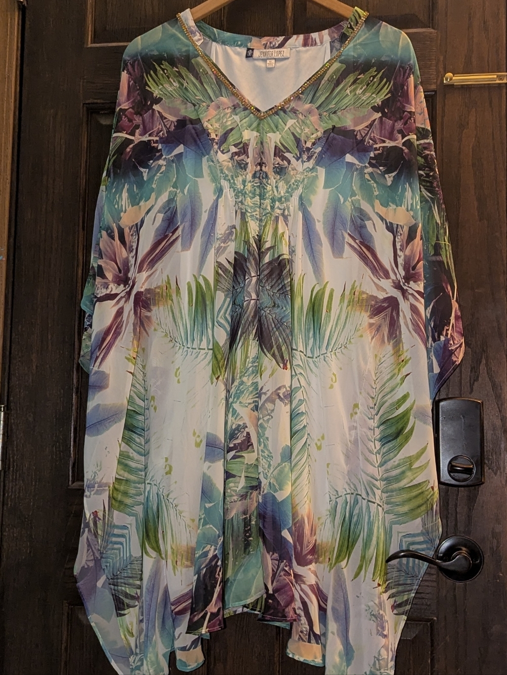 Jennifer Lopez Tropical Floral Dress / Kaftan Beach Cover-Up XL - Picture 4 of 4